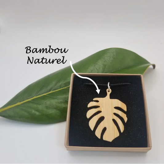 Pendentif feuille de monstera Esplanade écoresponsable MoKaLi bambou naturel
