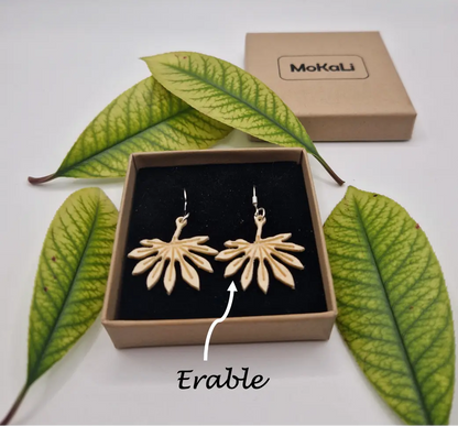 Boucles d'oreilles feuilles aralia Planchon MoKaLi erable