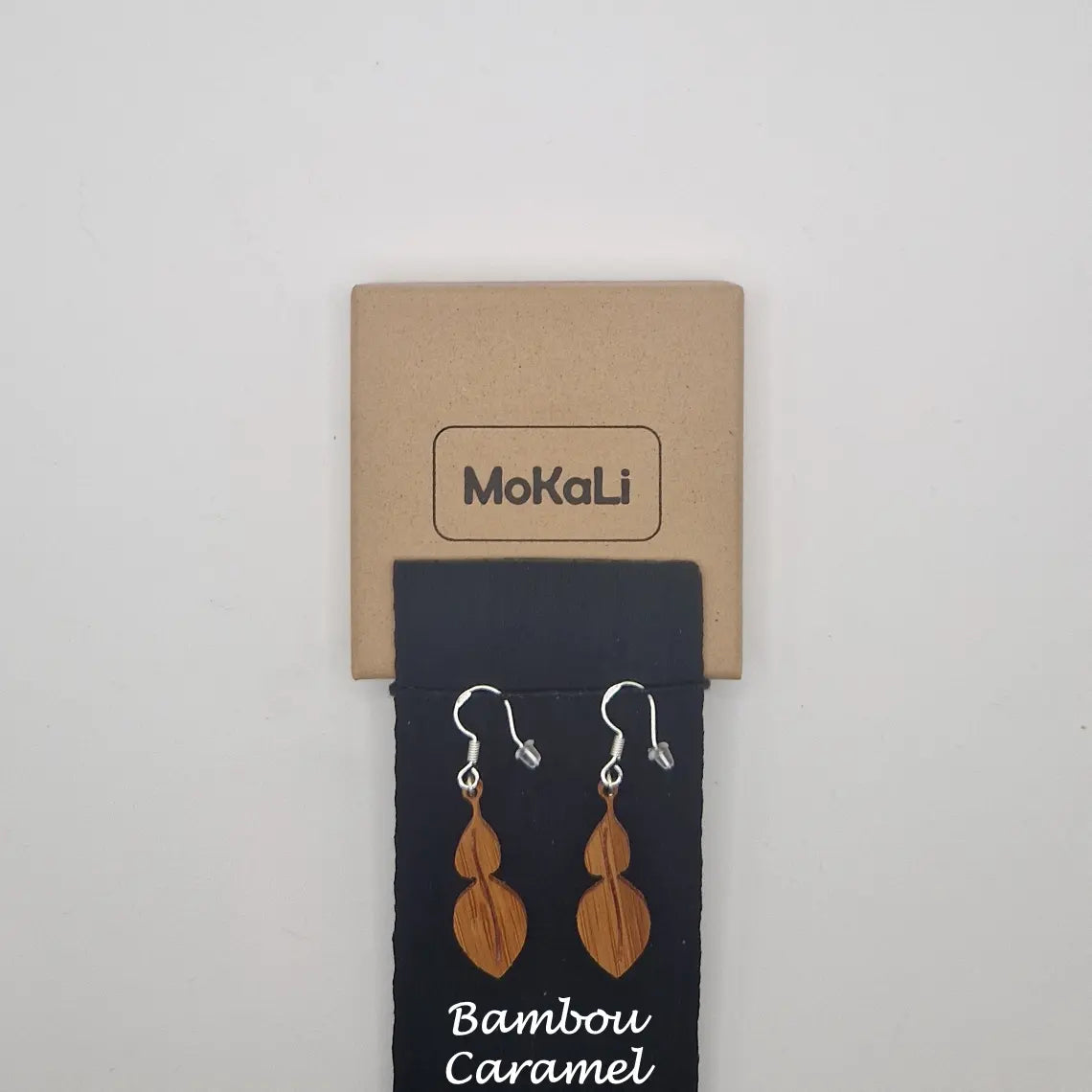 Boucles d'oreilles feuilles combava Cans MoKaLi bambou caramel