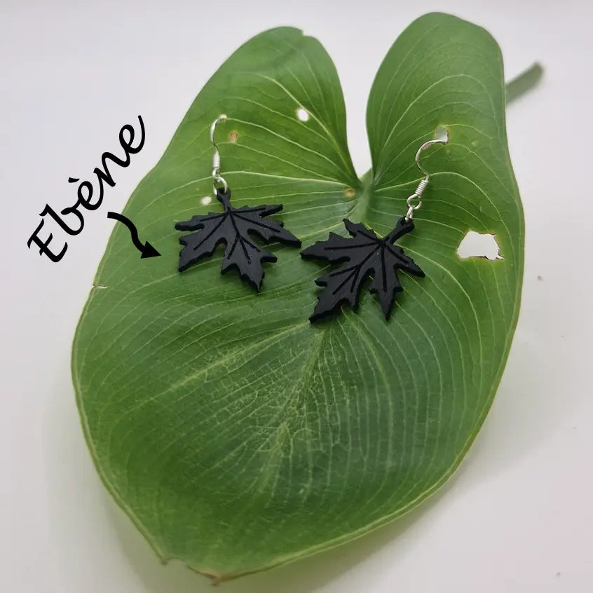 Boucles d'oreilles feuilles érable Jaume MoKaLi ebene