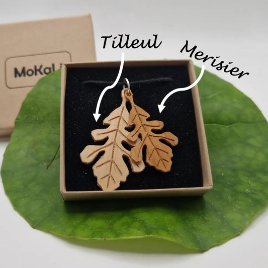 Pendentif feuille de chêne écoresponsable MoKaLi Tilleul Merissier