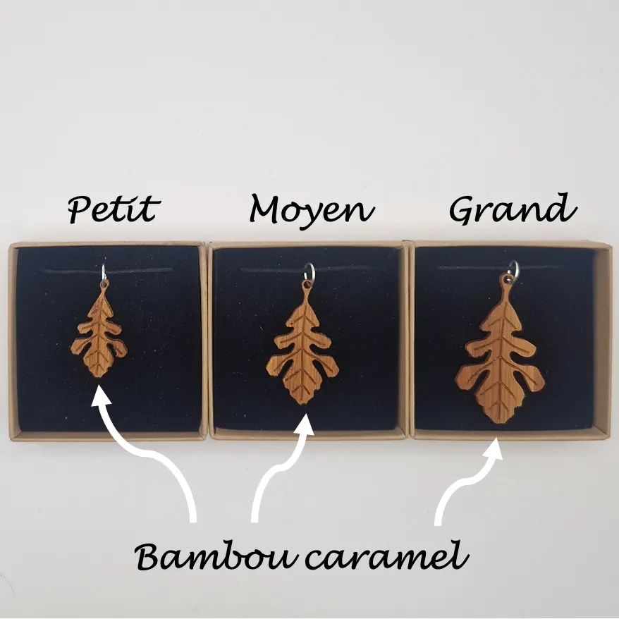 Pendentif feuille de chêne écoresponsable MoKaLi petit moyen grand