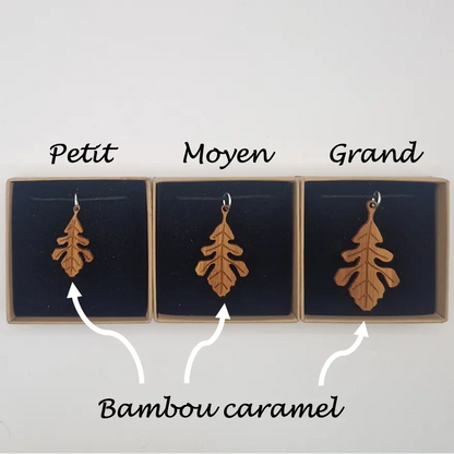 Pendentif feuille de chêne écoresponsable MoKaLi petit moyen grand