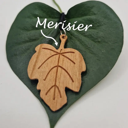 Pendentif feuille de Figuier Rethel écoresponsable MoKaLi merissier grand