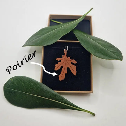 Pendentif feuille de figuier Tillion écoresponsable MoKaLi Poirier