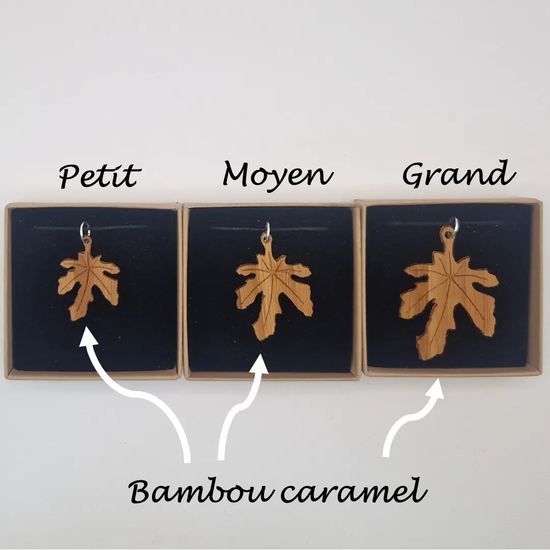 Pendentif feuille de figuier Tillion écoresponsable MoKaLi taille petit moyen grand