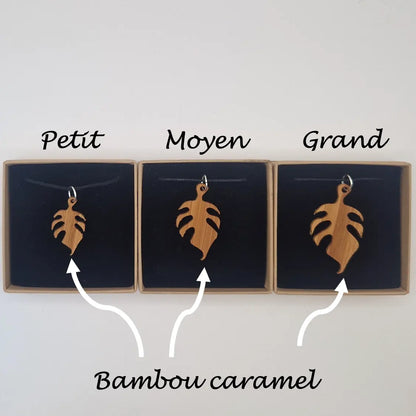 Pendentif feuille de monstera Fabre écoresponsable MoKaLi taille petit moyen grand MoKali