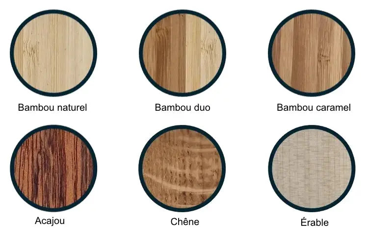 essences disponible : bambou naturel bambou caramel bambou duo ebene merisier chene erable poirier acajou noyer tilleul MoKaLi
